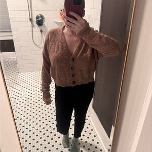 Cozy Brown Button-Up Women's Cardigan